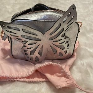 Sophia Webster Silver Flossy Butterfly crossbody Bag